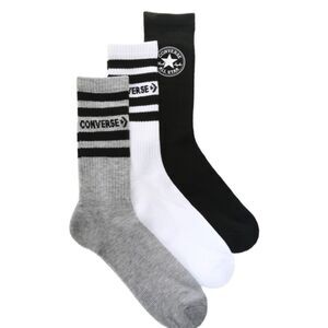 Converse 3-PK Patch & Stripe Logo Half Cushion Crew Socks